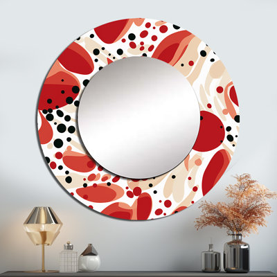 Motif à pois rouge et blanc - miroir mural à pois, miroir décoratif moderne, impression d'art en métal