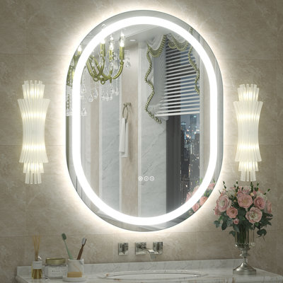 Wayfair Basics® UL Certified LED Anti-Fog Tempered Glass Oval Bathroom/Vanity Mirror 
