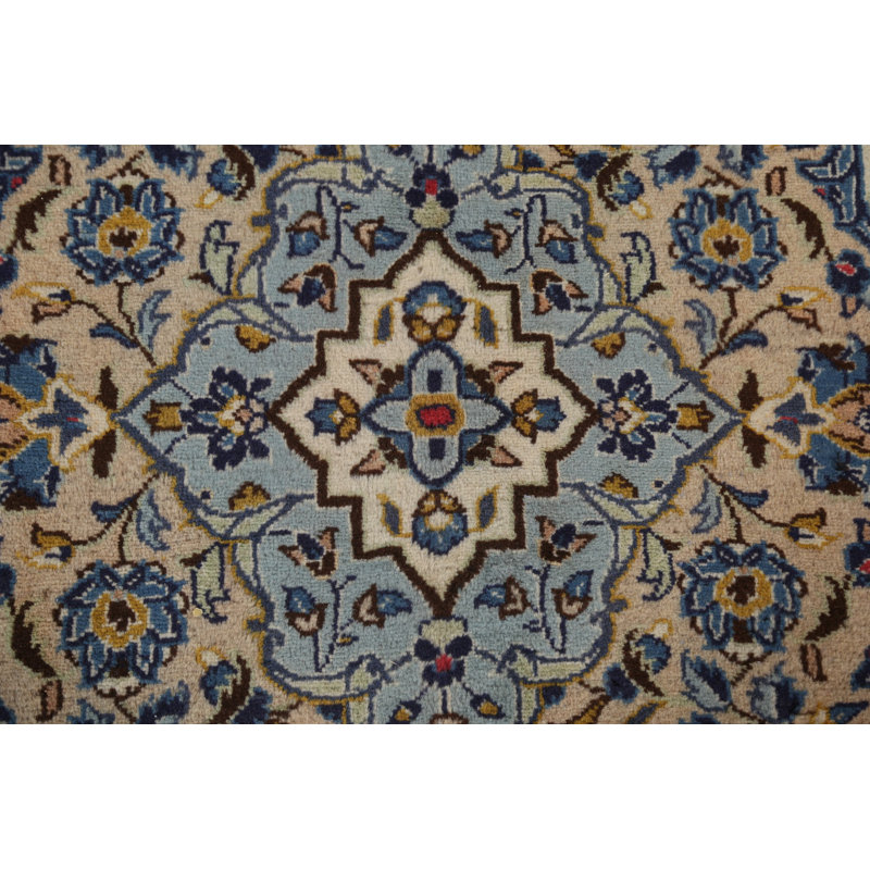 Tapis persan Kashan rétro ivoire rétro noué à la main 8 x 12