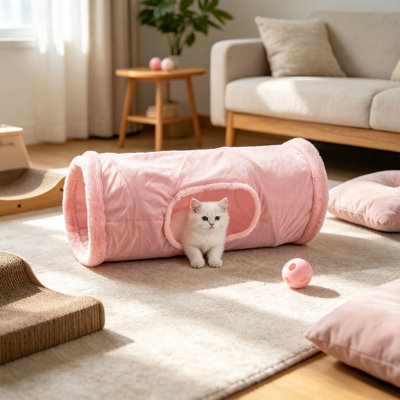 Cat Hiding device Two-Way Cats Tunnel 50cm With Crinkle Inside Collapses For Storage