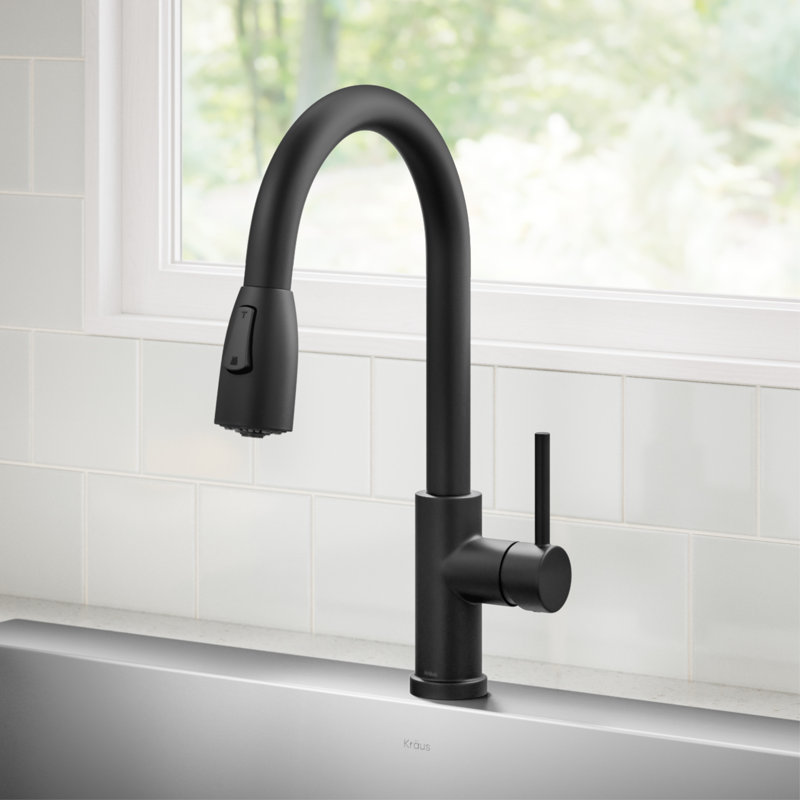 KRAUS Coda 2-Function Single Handle Pull Down Kitchen Faucet In Spot-Free, Matte Black