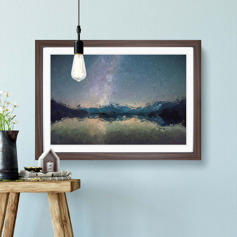 Mountain Star Reflection in Italy in Abstract - Picture Frame Graphic Art Print, 27cm H x 36cm W x 2cm D, Walnut Framed
