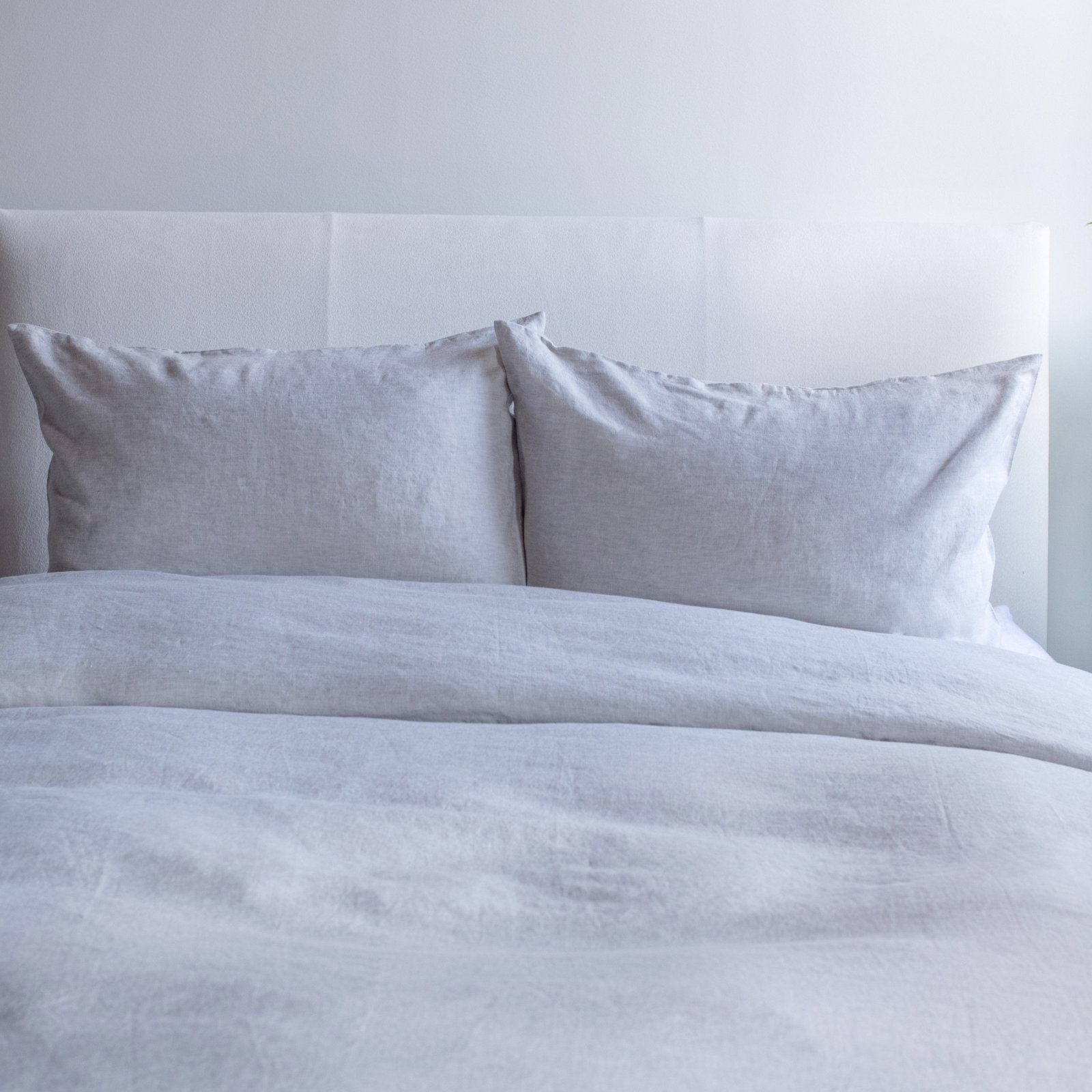 French Linen Duvet Cover Set, Pebble Heather, King Duvet Cover + 2 King Pillow Shams