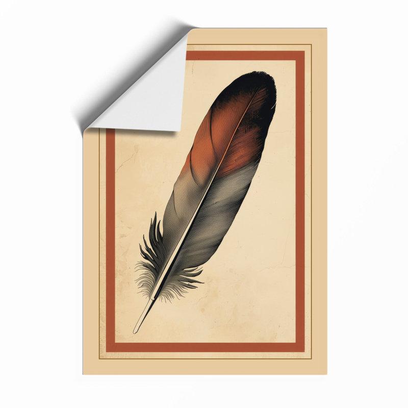 Single Feather In Gold Botanical - Print, Unframed, A4 - 29.7 x 21.0 cm