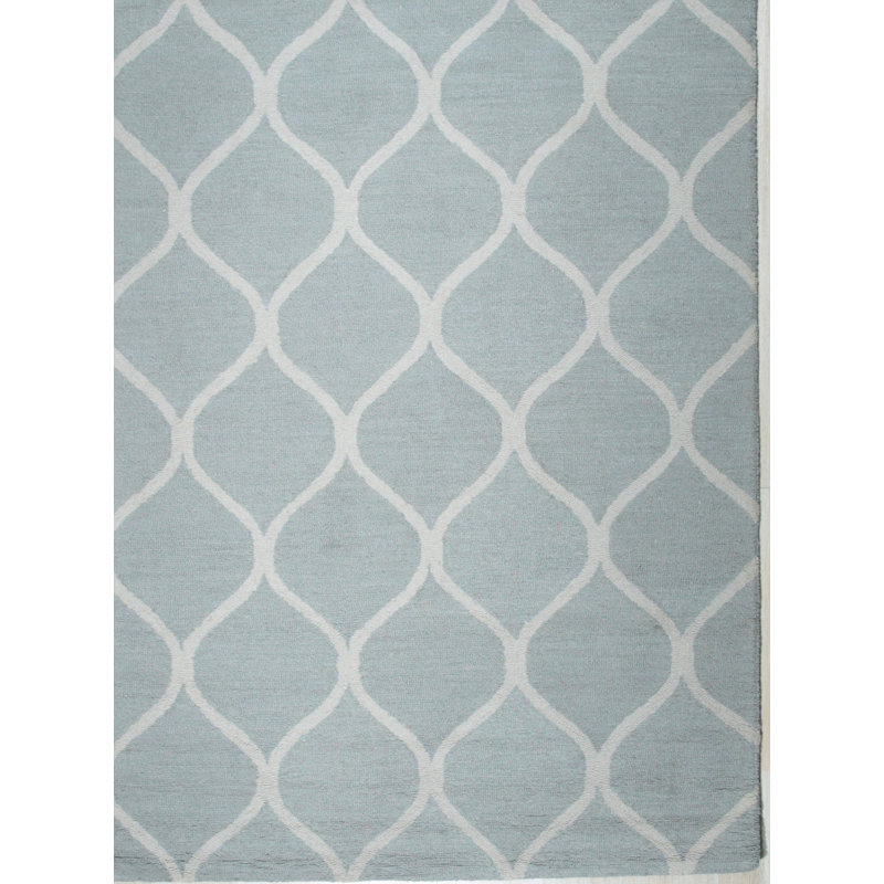 Tapis transitionnel contemporain en laine touffeté à la main gris clair vert clair fabriqué à la main Laine