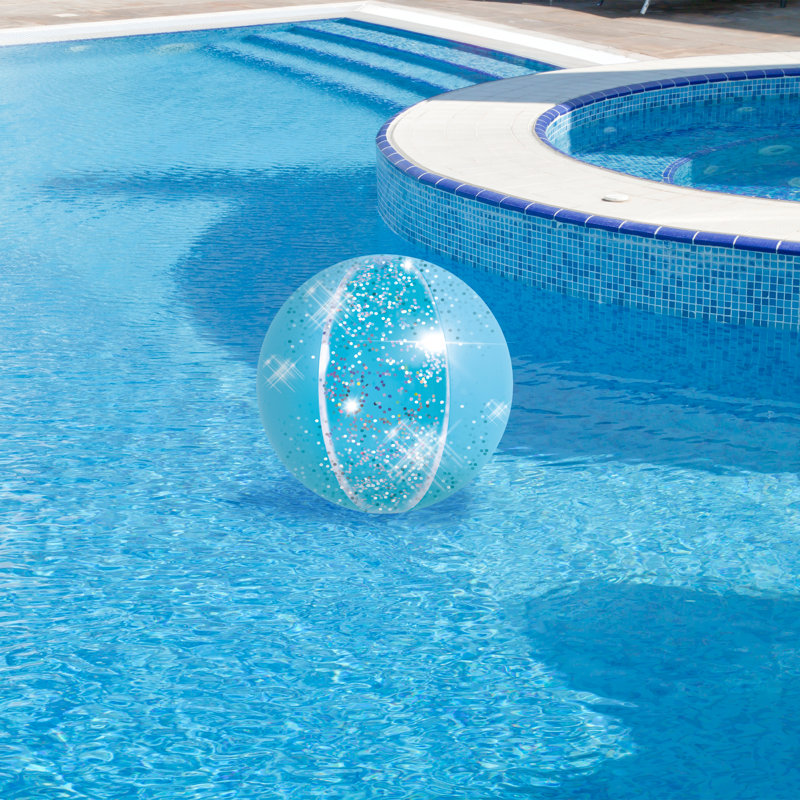 Ballon de plage gonflable à paillettes - 16 po - bleu, Bleu