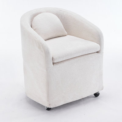 Ensemble de 1 fauteuil de salle à manger en chenille avec coussin de dossier et roues universelles pivotantes à 360 ° pour plus de confort et de mobilité