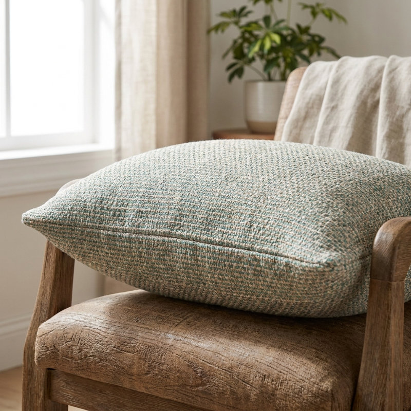 Coussin de luxe Jade Jesper, 20 po x 26 po, Vert / beige, Coussin lombaire