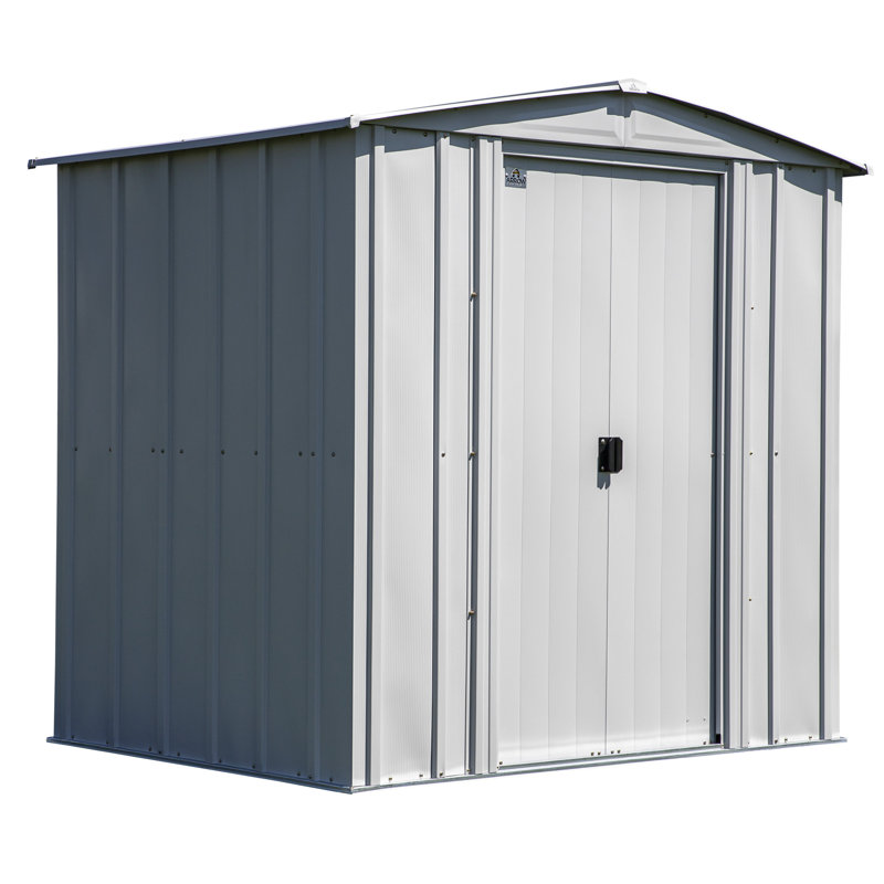 Arrow Classic 6x5 Flute Grey Steel Storage Shed with Sliding Doors