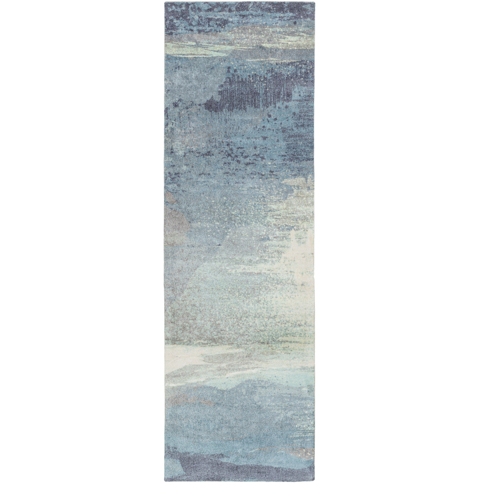 Zeta Blue Gray Beige Abstract Rug, Runner 2'6" x 8'