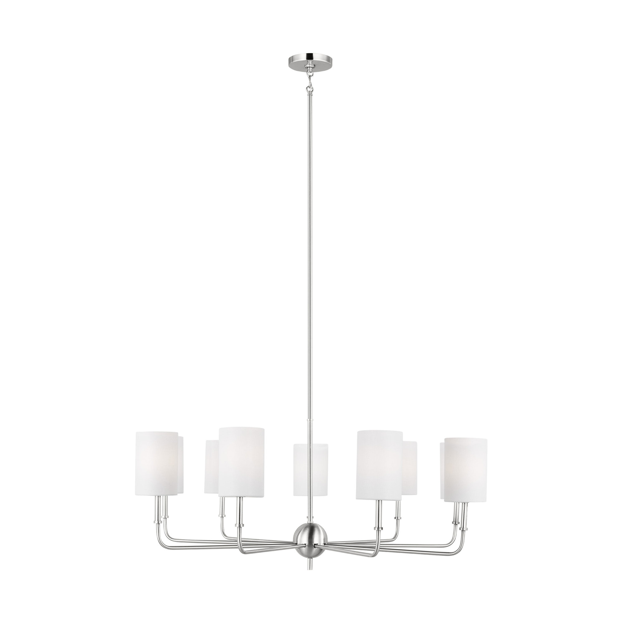 Rowley 9 - Light Metal Dimmable Chandelier, Brushed Nickel