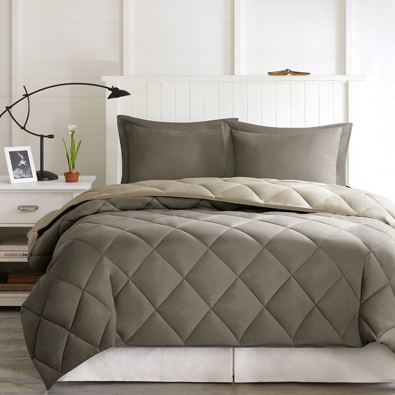 Édredon 3 m - rembourré, 2 taies décoratives, réversible, chaud, lavable à la machine, matelassé en diamant doux et confortable, chaud