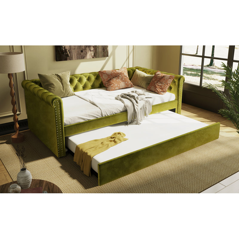 Lit de jour en velours Lahari, Vert