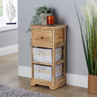 Canby Fully Assembled 3 Woven Basket Drawer Storage Unit