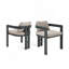 Chaise de salle à manger d'extérieur en aluminium, ensemble de 2, finition noire avec coussin beige-813460768