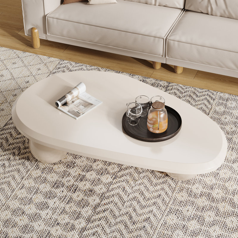 Table basse moderne en bois massif Khattab, Blanc, Brown