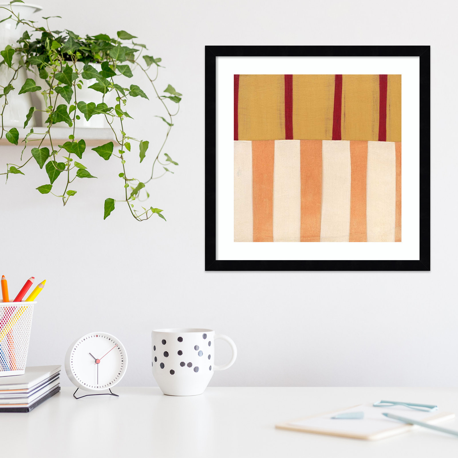 Broken Stripes 3 by Laura Nugent, Black, 17" H x 17" W x 1" D