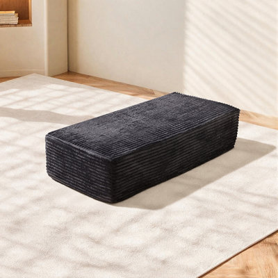 Pouf de sofa, aucun assemblage requis, noir, tissu duveteux