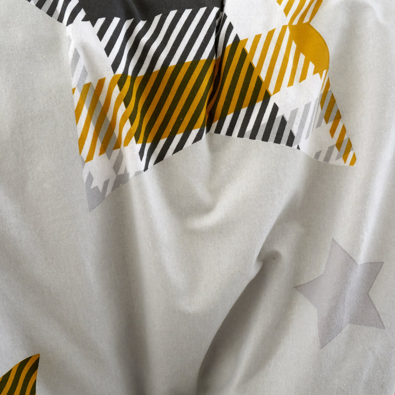 Flannel Geometric Shapes Duvet Cover with Pillowcases, Ochre, Double Duvet Cover