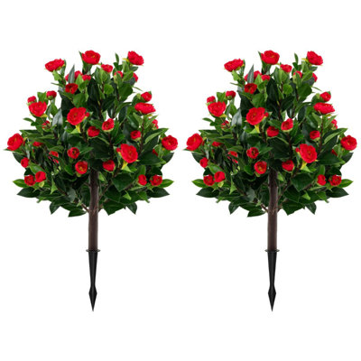 Set Of 2 Artificial Camellia Tree
