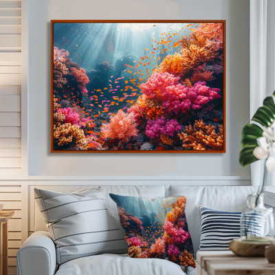 «Little Fishes God Rays Deep Ocean» - art mural corail