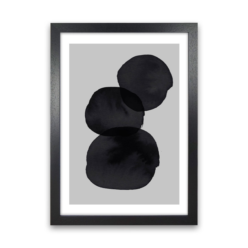 Grey And Black Stacked Circles by Pixy Paper - Print, 42cm H x 29.7cm W x 3cm D, Black Framed