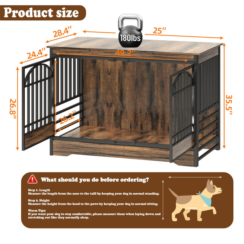 Cage pour chien 52 "avec portes arquées, Brown