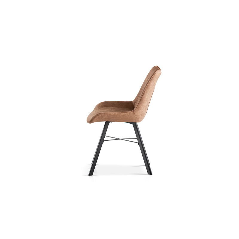 Gilda Upholstered Metal Side Chair, Dark Brown