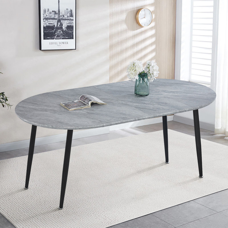Extensible Dining Table, Black, Gray