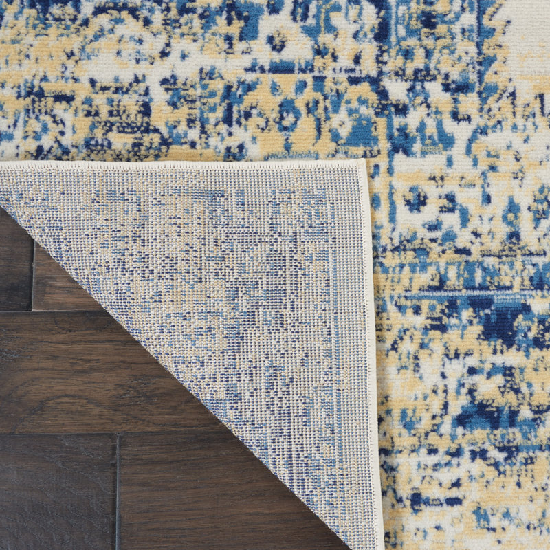 Burnie Oriental Blue/Ivory Area Rug, Runner 2'3" x 7'6"