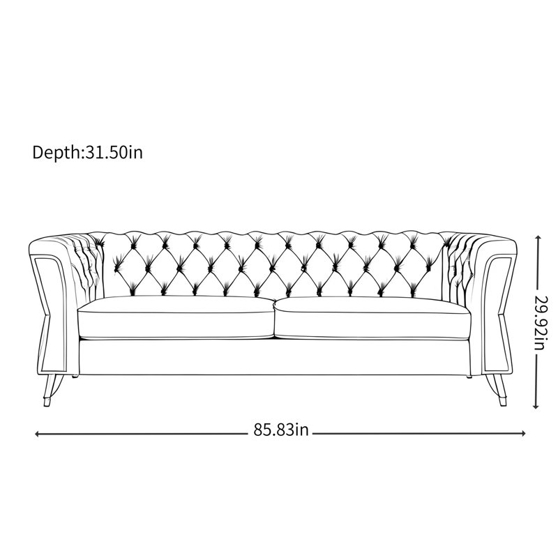 Canapé en tissu léger de style américain, Peacock Blue Fabric