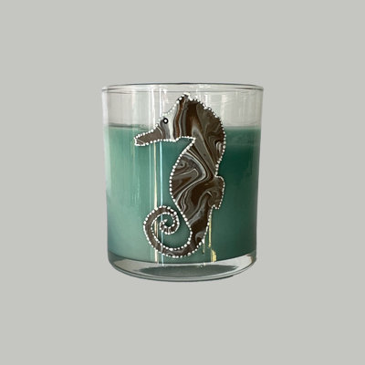Bougie en pot de teck Seahorse
