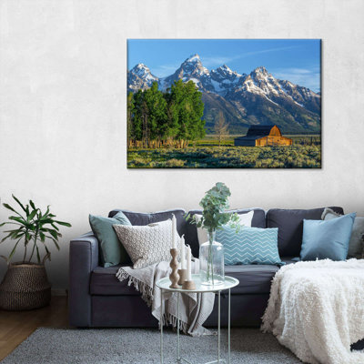 Millwood Pines Grand Teton Mountains Barn On Canvas Print | Wayfair