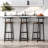 Set Of 3 Bar Stools With Backrest, Footrest And Metal Frame