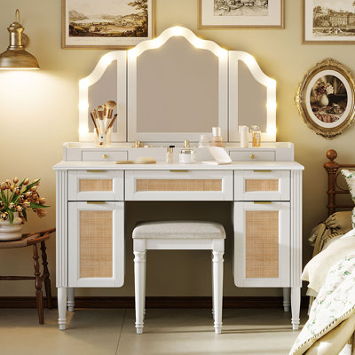 Meuble-lavabo 44,37 po avec 13 ampoules Hollywood et 3 modes d'éclairage
