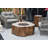 Manchester 42" Outdoor Redwood Concrete Fire Table 45,000 BTU - Includes Lava Rocks & PVC Cover-891788285