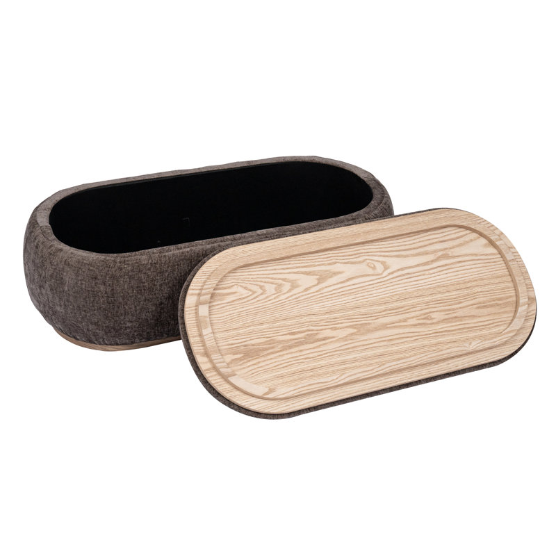 Table basse avec repose-pieds à plateau rabattable avec plateau en bois réversible, revêtement brun, l 42 po, Brun