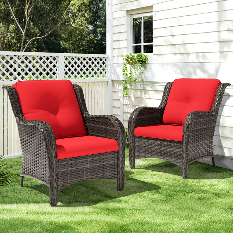 Anahit Wicker Outdoor Lounge Chair (Set of 6), Red