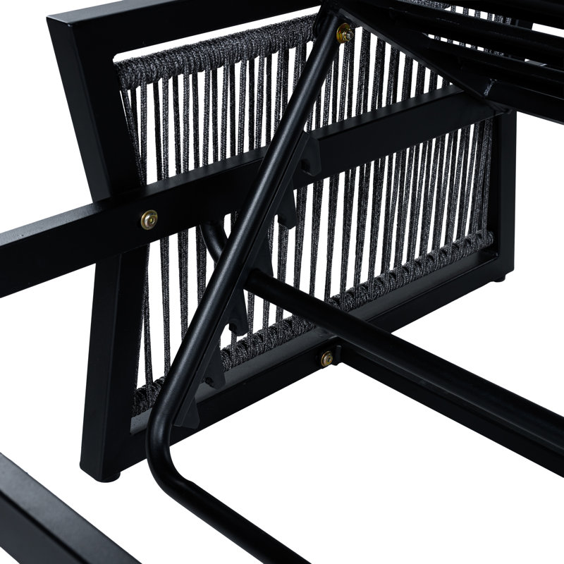 Structure de méridienne d'extérieur Iver Modern Minimalist, Noir / corde noire mixte