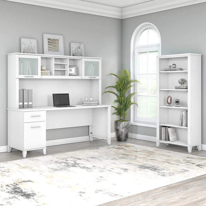 Bureau avec huche Ovia, Blanc