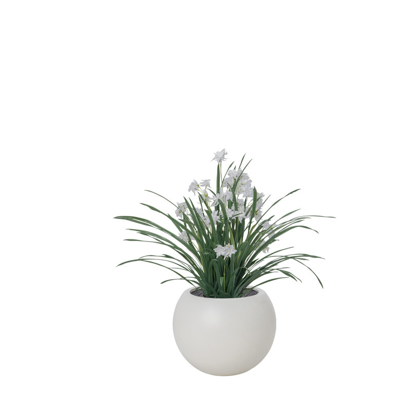 41.75'' Artificial Grass In A White Fishbowl Planter Perfect For Indoor And Outdoor Use
