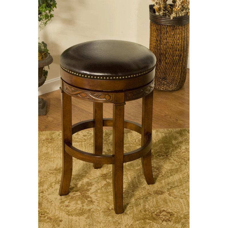 Tabouret Batali en suède avec cuir merlot, 26"