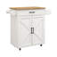 Chariot pour îlot de cuisine avec tablettes réglables, porte-serviettes et assaisonnement - roulement blanc