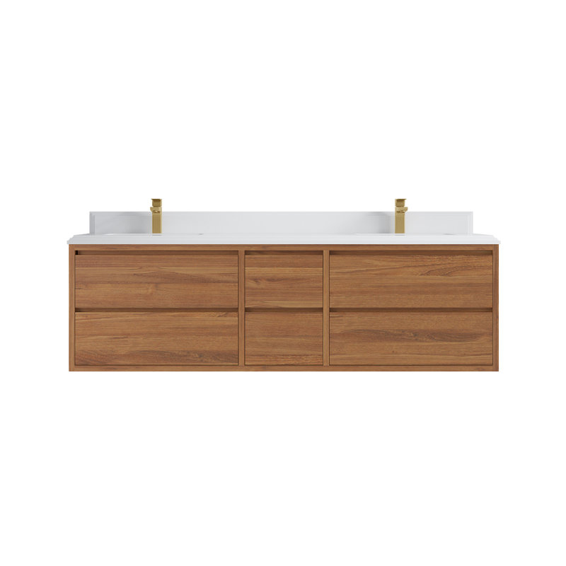 Meuble-lavabo double flottant avec dessus Madison, Blanc