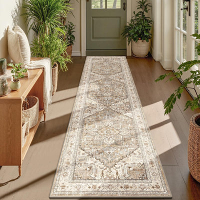 Vintage Runner Rug Non-Slip Vintage Washable Kitchen Rug