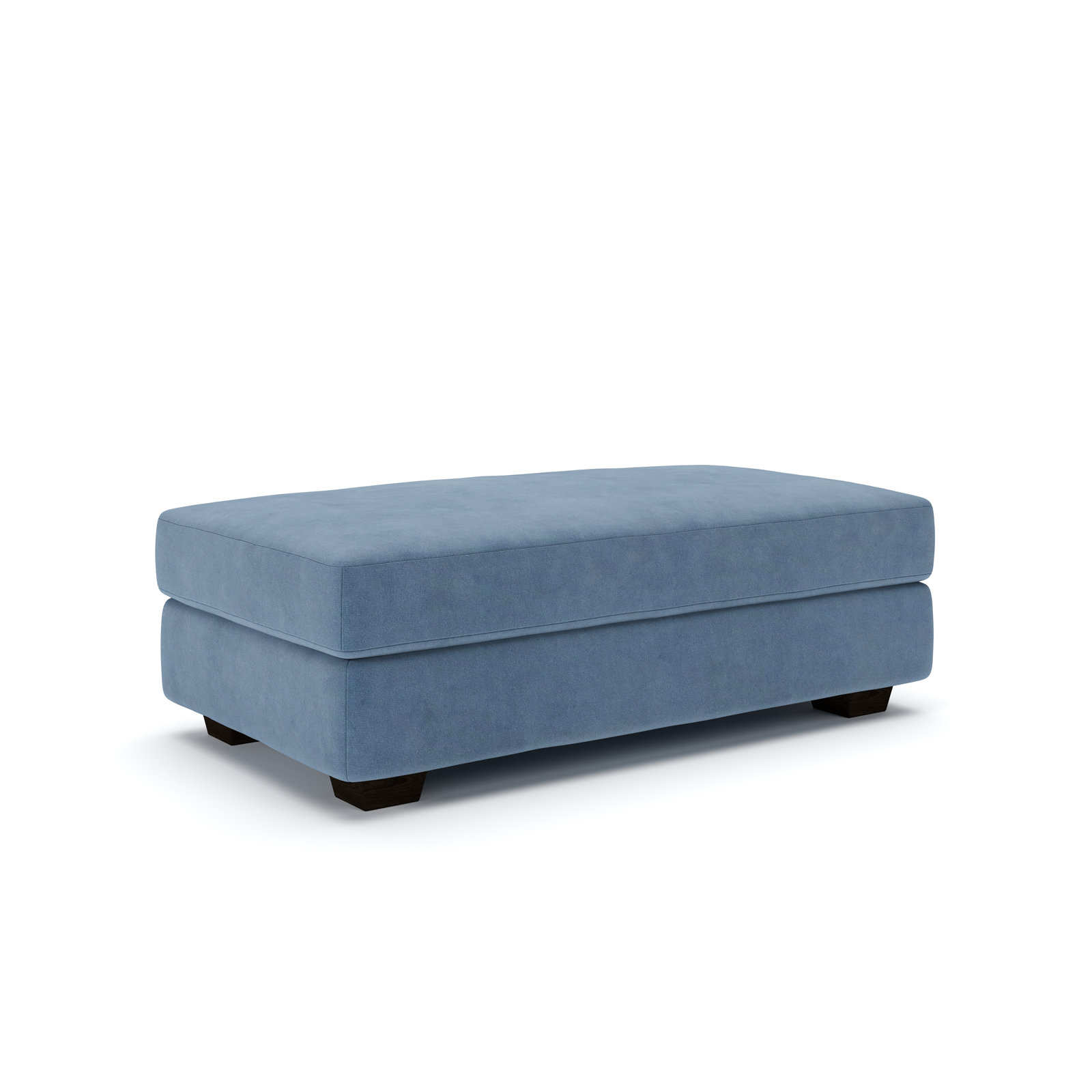 Emilio 49" Cotton Upholstered Ottoman, Bella Ocean Performance Velvet