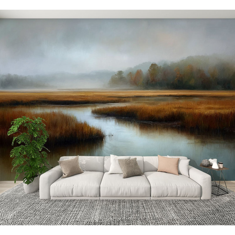 Papier peint à peler et coller, rétro, fleurs sauvages, paysage, Moody, automne, classique, esthétique murale, H 100 po x l 144 po, amovible, papier peint mural en PVC, autocollant pour chambre à coucher, salon, bureau à domicile