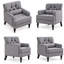 Fauteuil rembourré 26,5 po à dossier haut moderne avec coussin, gris-2011076059