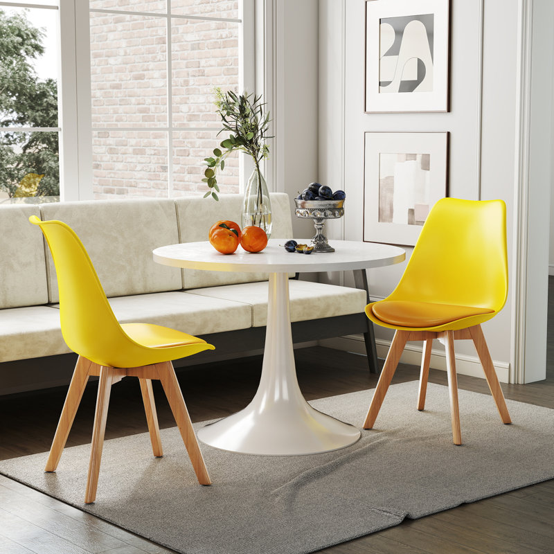 Pascal 19'' H Faux Leather Upholstered Side Chair, Yellow