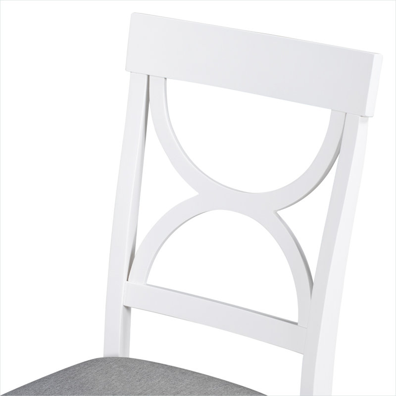 Ensemble de salle à manger pour 6 personnes avec banc et 4 chaises en bois massif blanc et gris classique